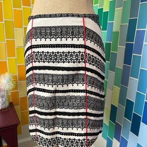 Anthropologie Black and Cream Patterned Pencil Skirt